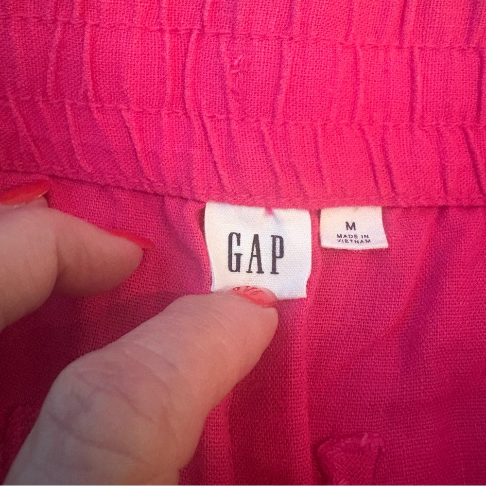 GAP Hot Pink LINEN Blend Pull On Shorts! Excellent condition! Pockets! Medium - Picture 5 of 10